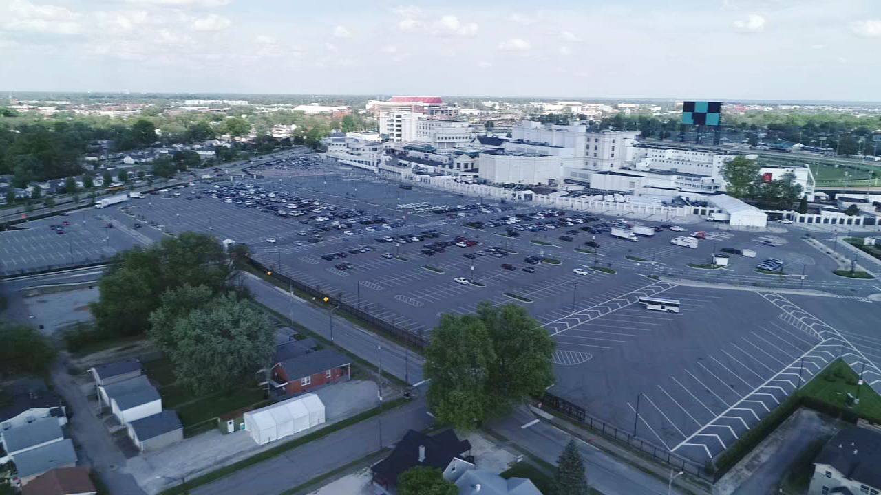 Churchill Downs parking lot drone shot